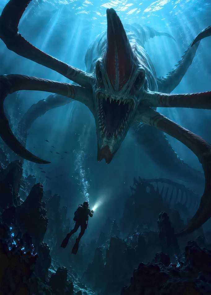 Reaper Leviathan Encounter in Subnautica