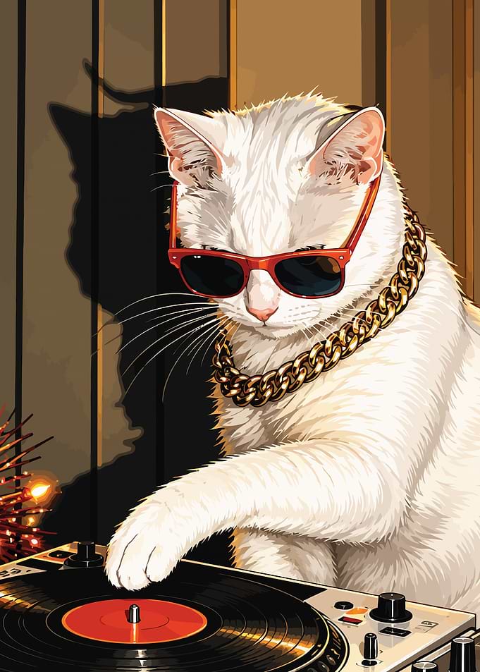 Cool DJ Cat with Sunglasses