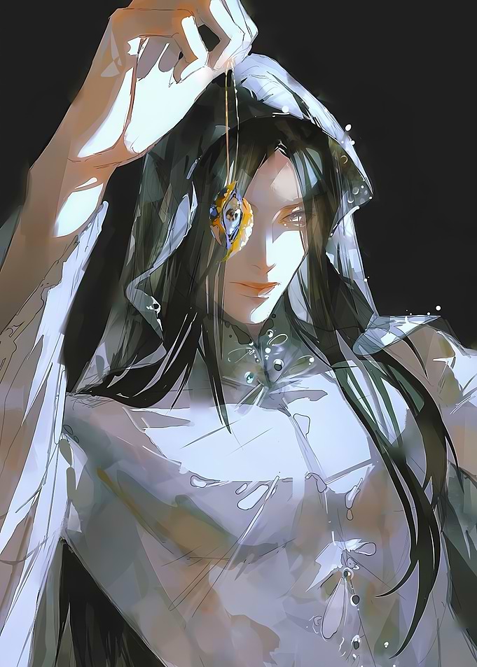Elegant Anime Character Holding Pendant