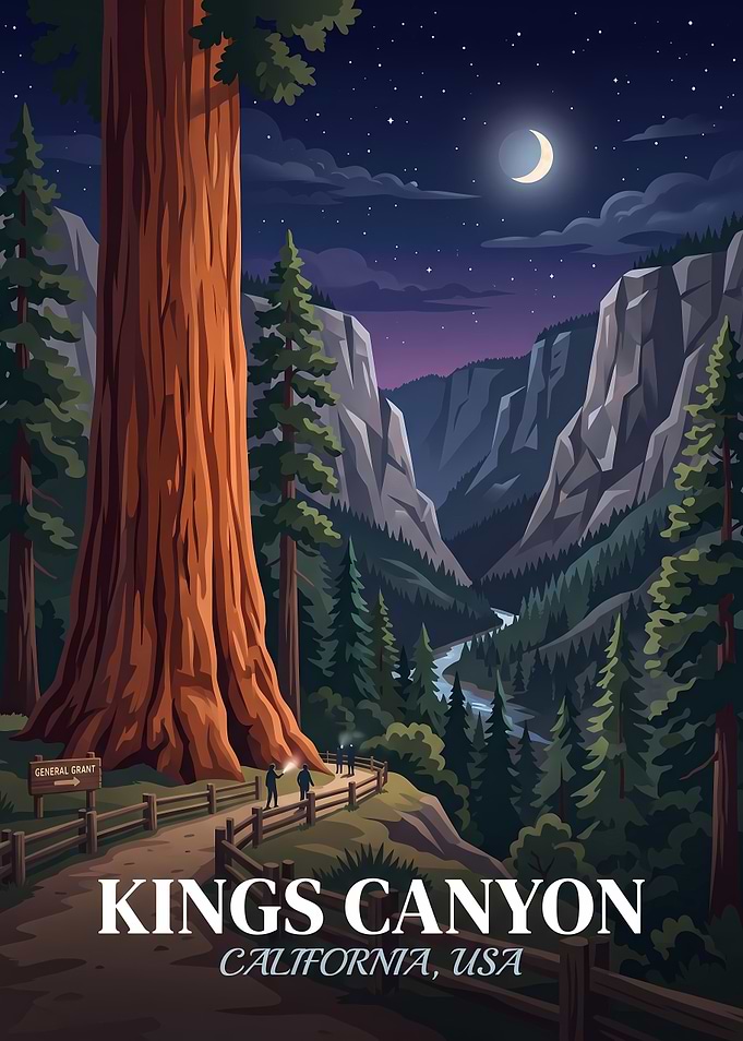 Kings Canyon National Park Night Poster