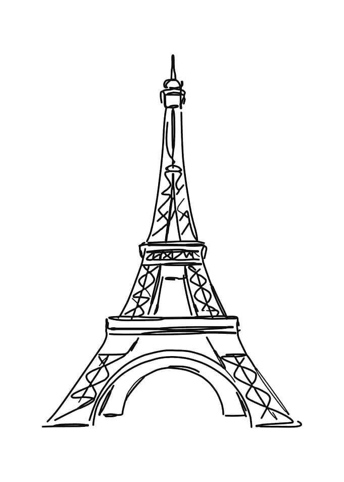 Hand-Drawn Sketch of Eiffel Tower
