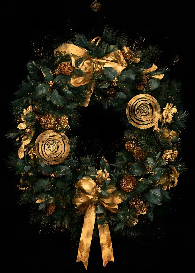 Golden Christmas Wreath – Klimt Inspired