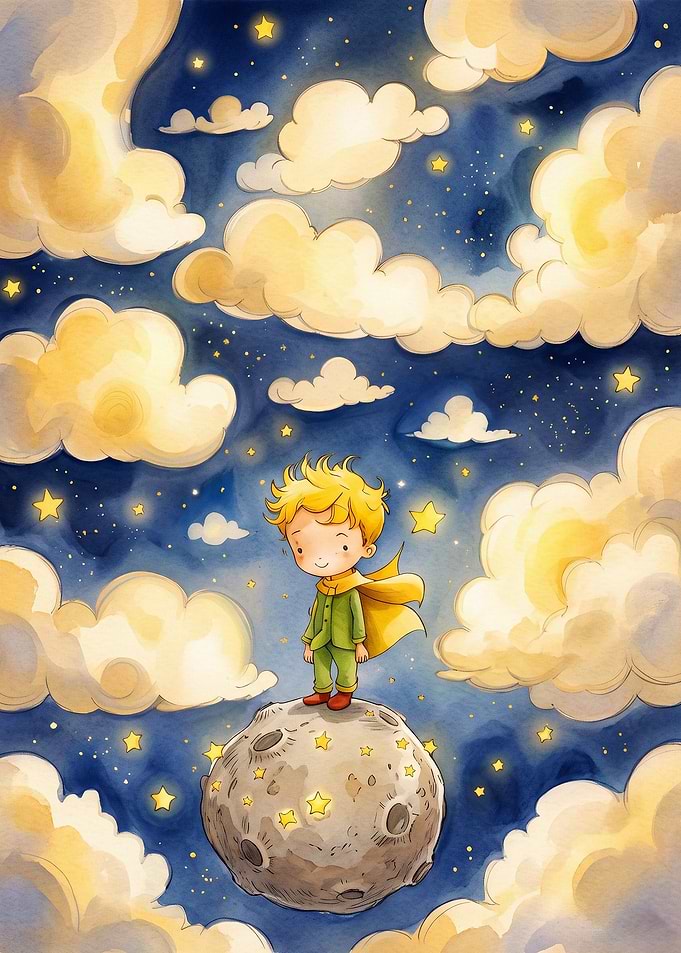 Little Prince Planet Stars Watercol