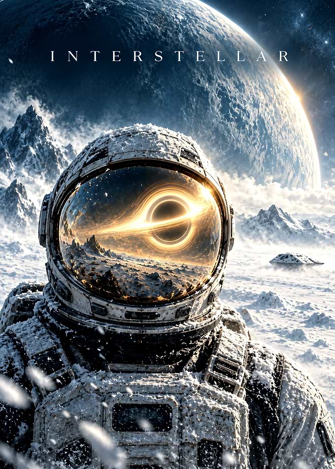 Interstellar Astronaut on Frozen Planet