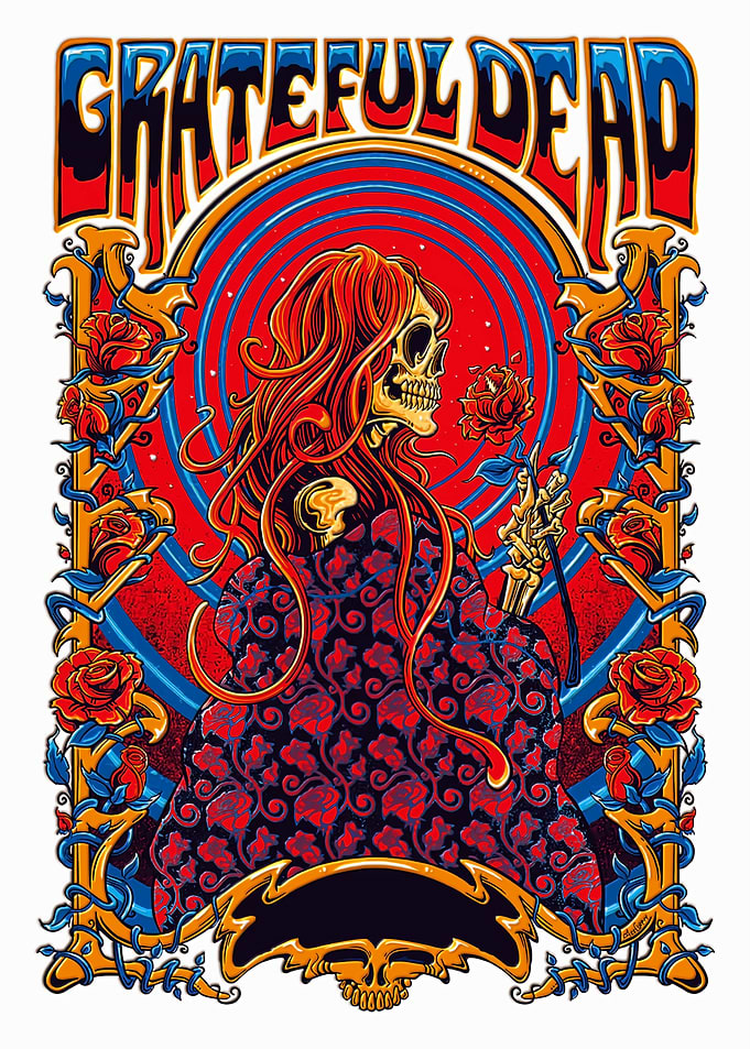 Grateful Dead Skull and Roses Poster