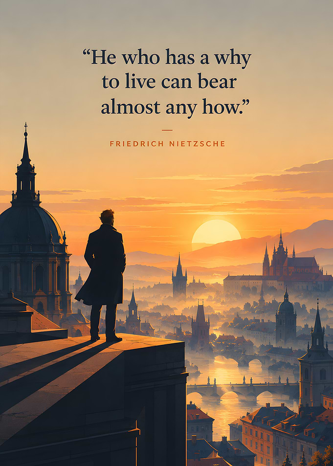 Nietzsche Quote Inspirational Cityscape Poster