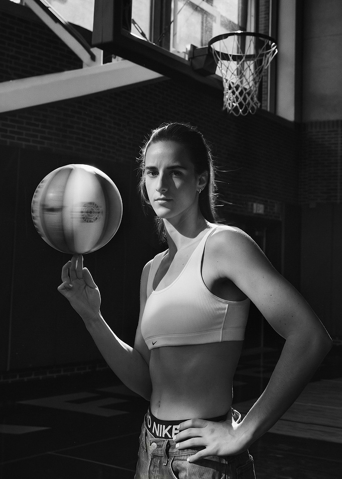 Caitlin Clark Spinning Basketball Portrait
