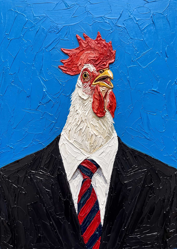 Rooster in a Business Suit Painting
