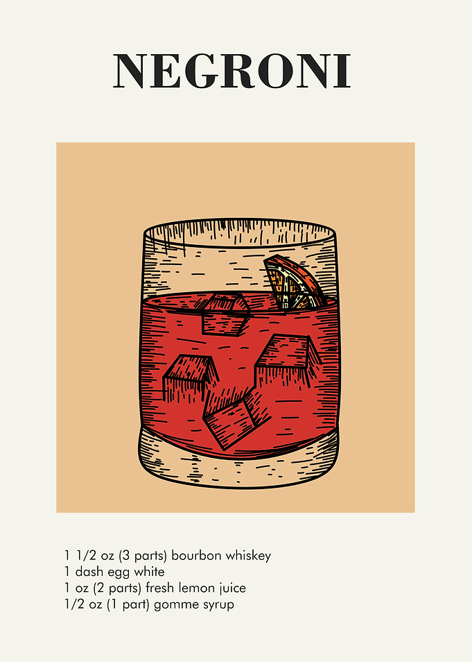 Negroni Cocktail Recipe Art Print