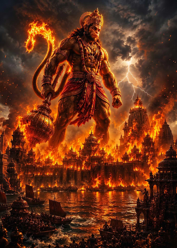 Hanuman Fire Epic Fantasy Art