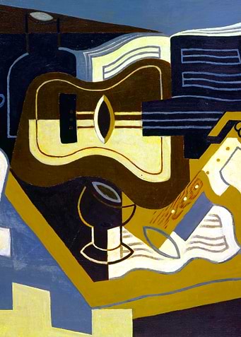 Guitar and Clarinet Cubist Painting by Juan Gris