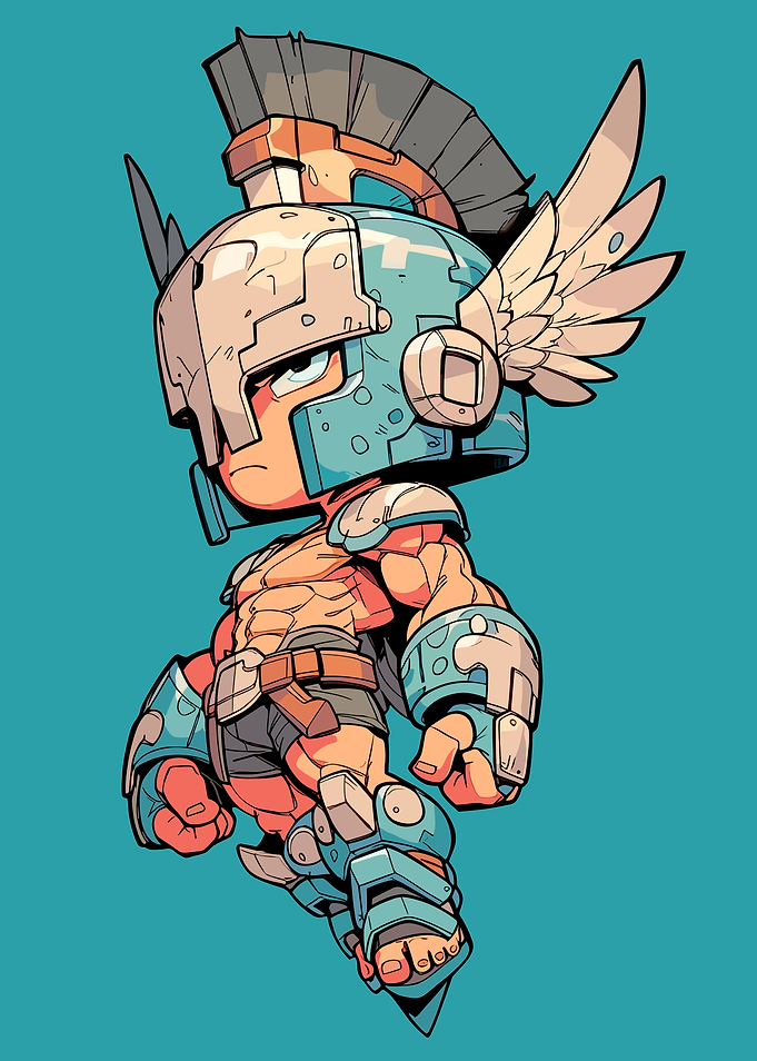 Chibi Spartan Warrior Digital Illustration
