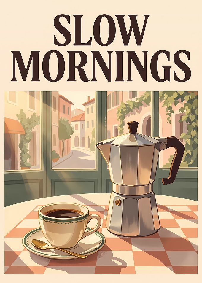 Slow Mornings Coffee Poster