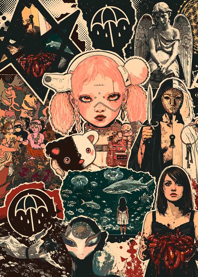 Eclectic Dark Aesthetic Collage Poster