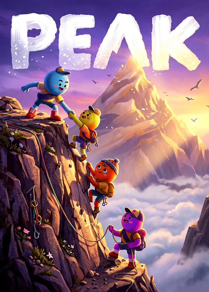 Cute Cartoon Characters Mountain Climbing