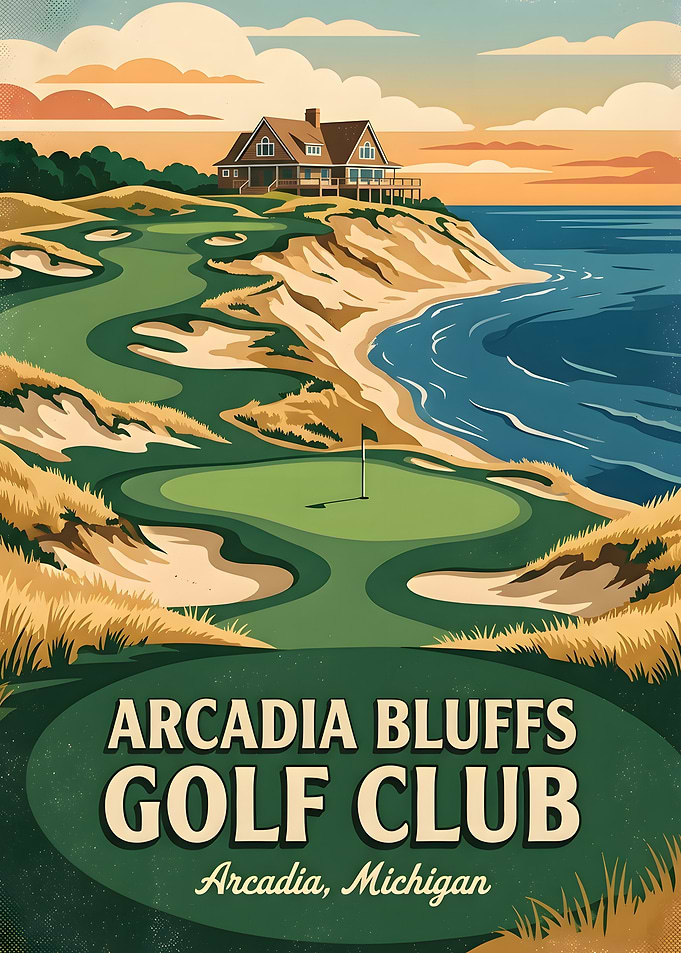 Arcadia Bluffs Golf Club Vintage Poster