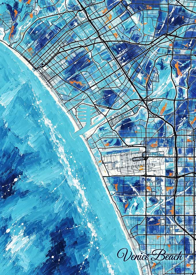 Venice Beach Abstract Map Art