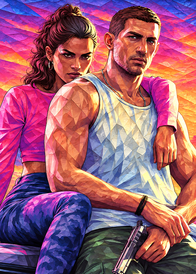 GTA VI Style Couple Illustration