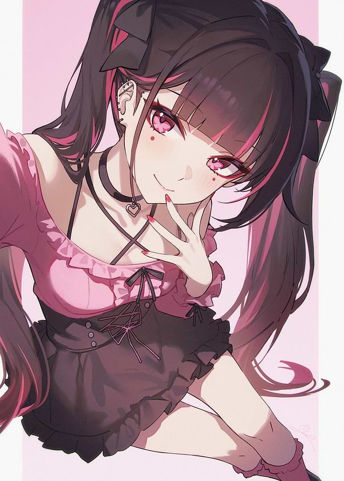 Anime Girl with Pink Highlights