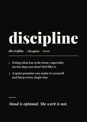 Discipline Definition Black Minimalist Motivational Poster