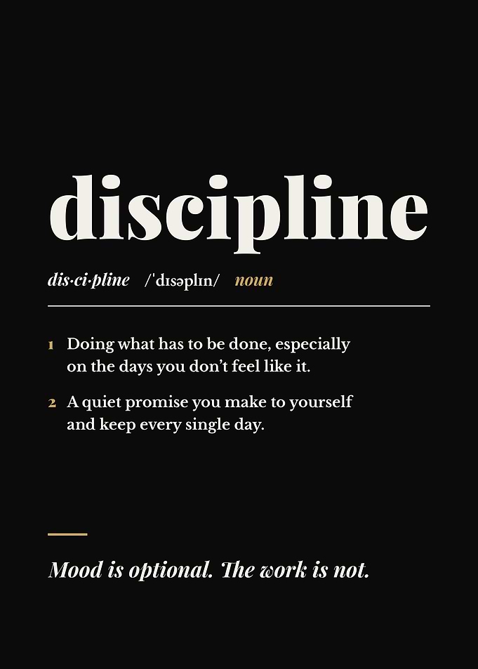 Discipline Definition Black Minimalist Motivational Poster