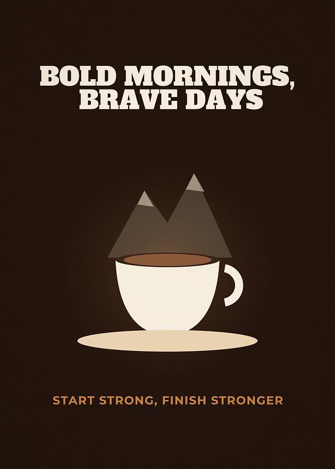 Bold Mornings Brave Days Mountain Coffee Poster