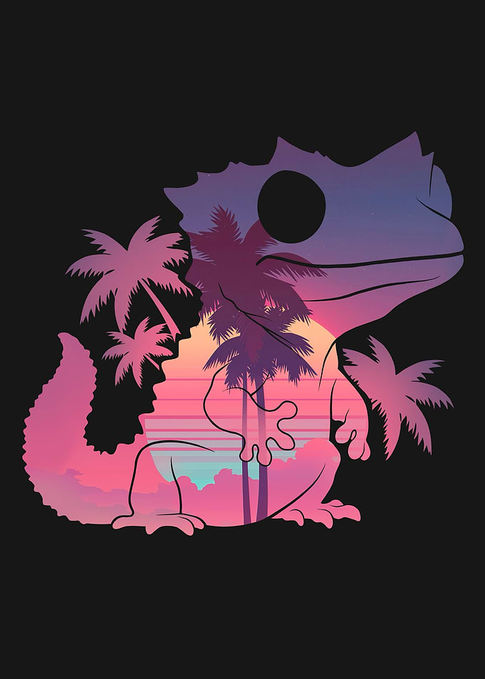 Cute Reptile Retro Synthwave