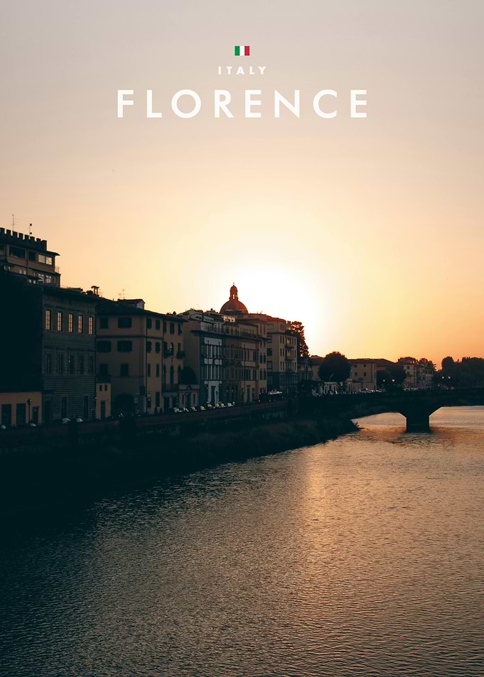 Florence Italy Sunset Travel Poster
