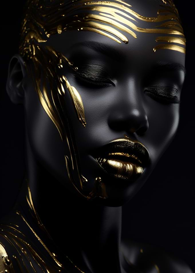 Black and Gold Liquid Art Portrait