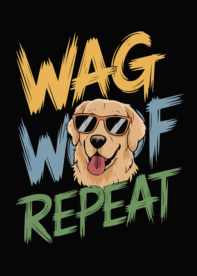Wag Woof Repeat Golden Retriever Design