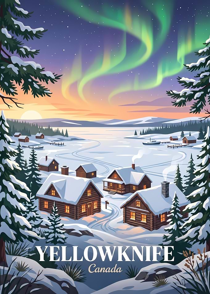 Yellowknife Canada Northern Lights Poster