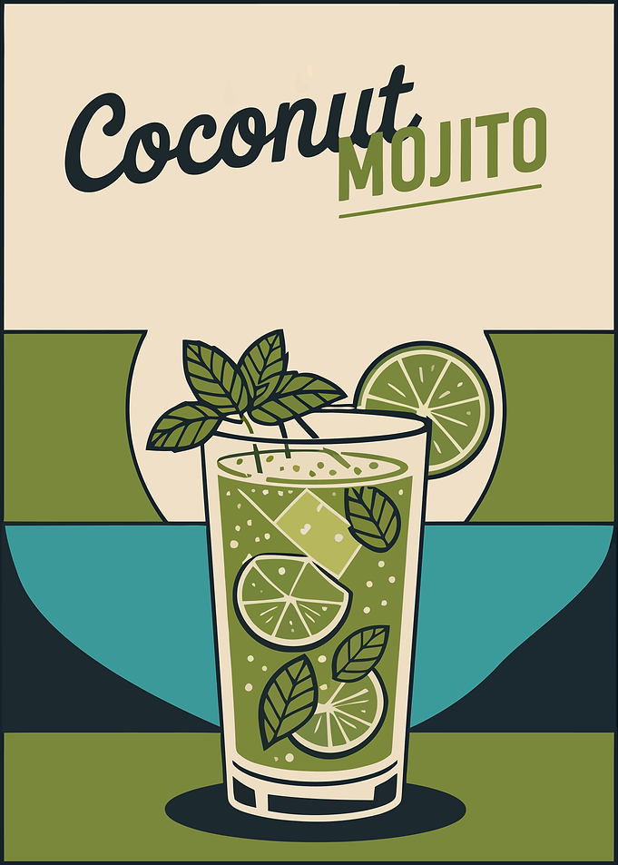 Vintage Style Coconut Mojito Poster