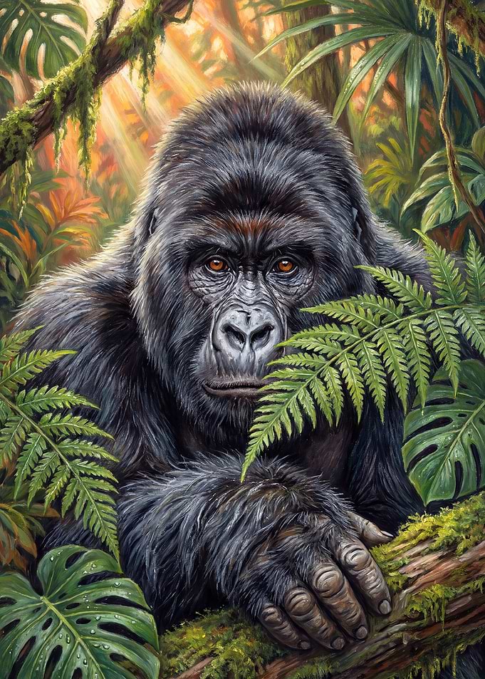 Majestic Silverback Gorilla in Jungle
