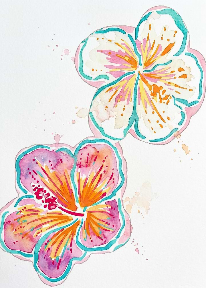 Watercolor Hibiscus Flower Illustration