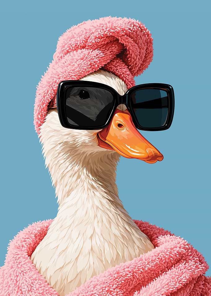 Stylish Duck in Pink Towel