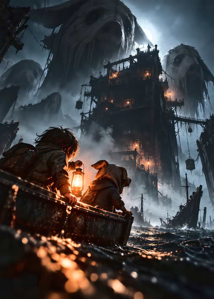 Dark Fantasy Voyage to Ghostly City