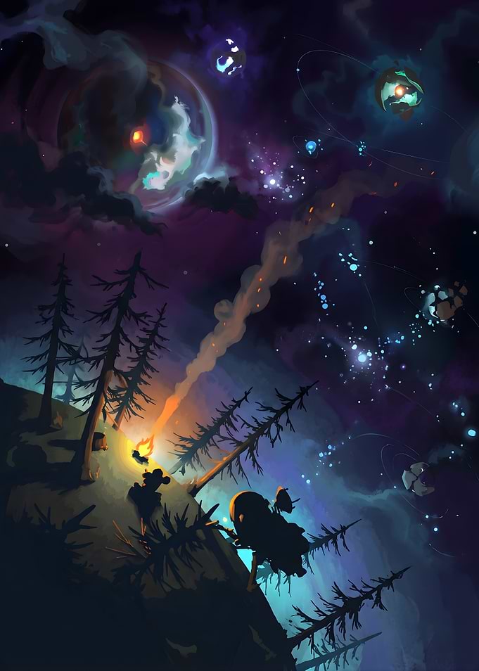 Outer Wilds Space Exploration Scene
