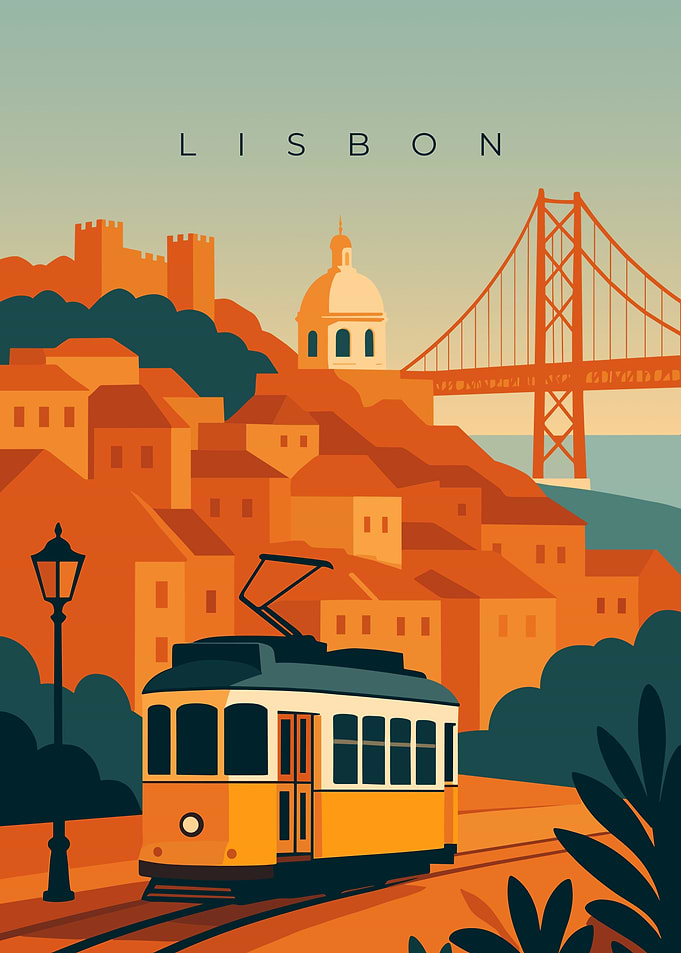 Lisbon | Minimal Vintage Travel Poster