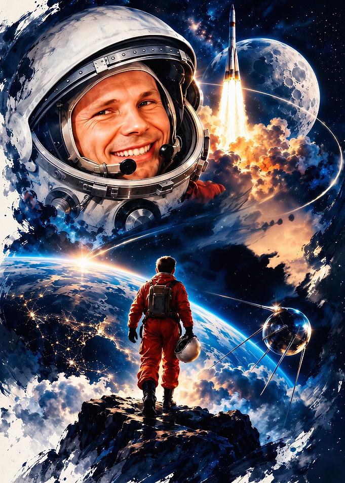 Cosmonaut Space Rocket Fantasy Art