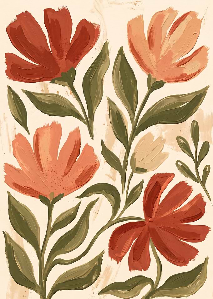 Abstract Painted Floral Botanical Art