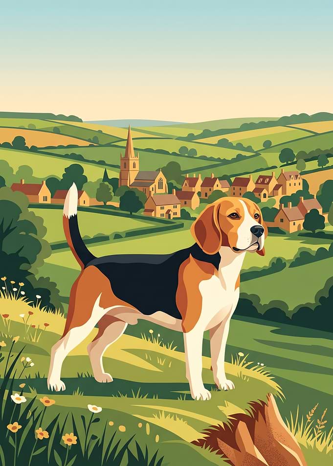 Beagle Dog in English Countryside