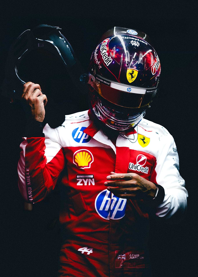 Lewis Hamilton in Ferrari Racing Gear