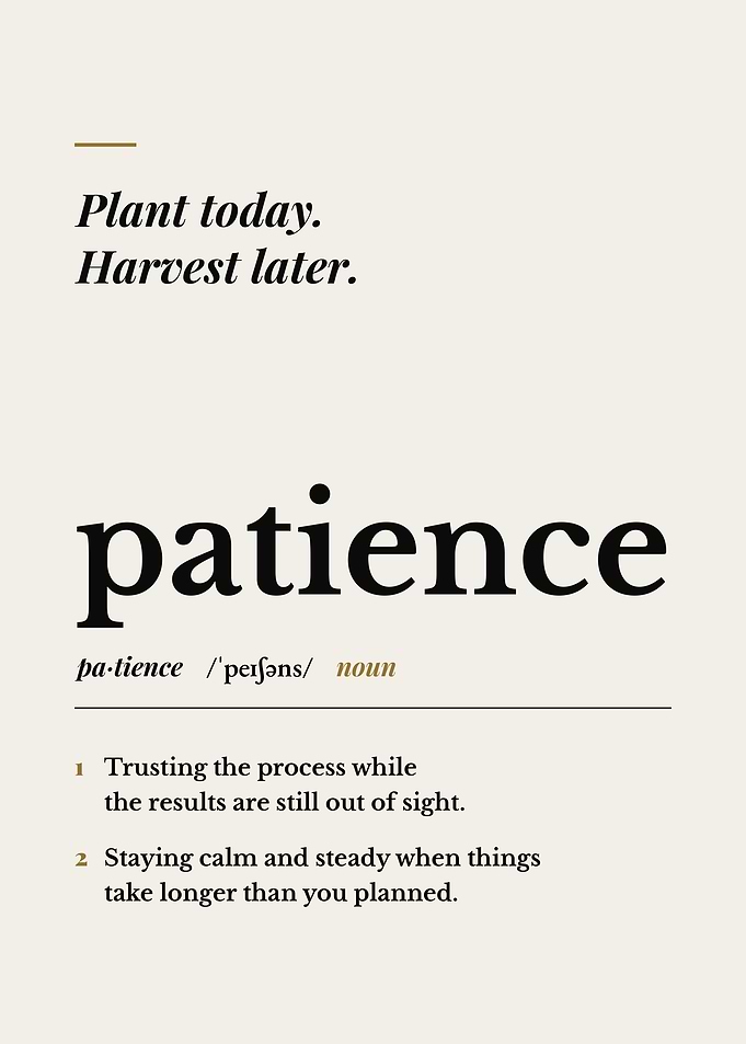 Patience Definition White Minimalist Motivational Poster