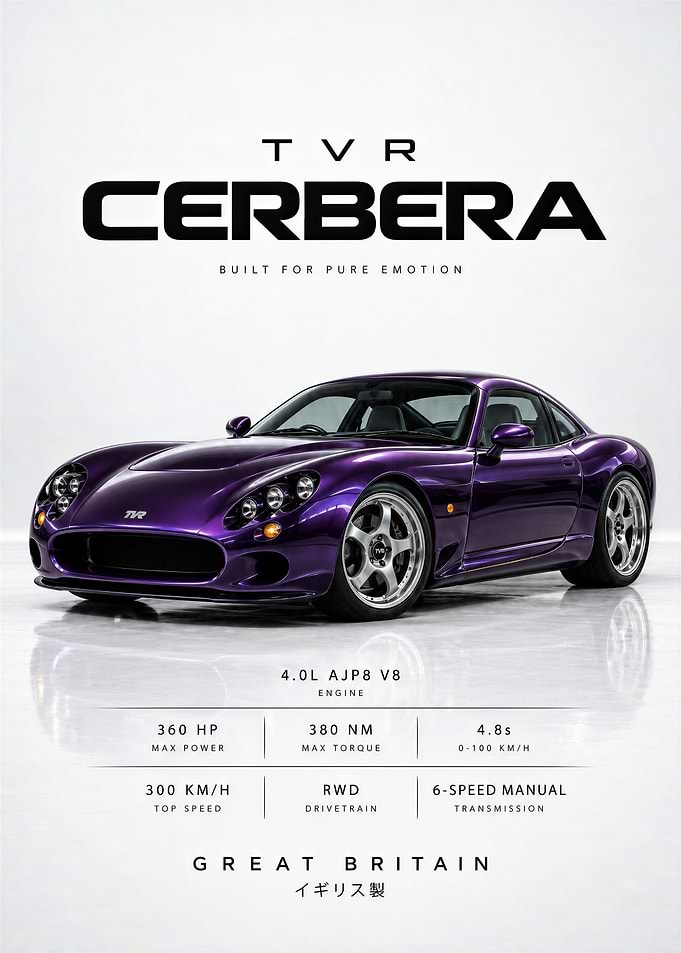 TVR Cerbera Sports Car Poster