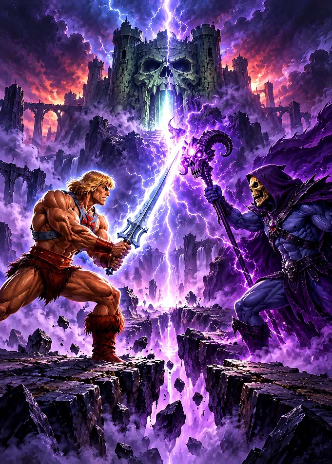 He-Man Versus Skeletor Battle Scene