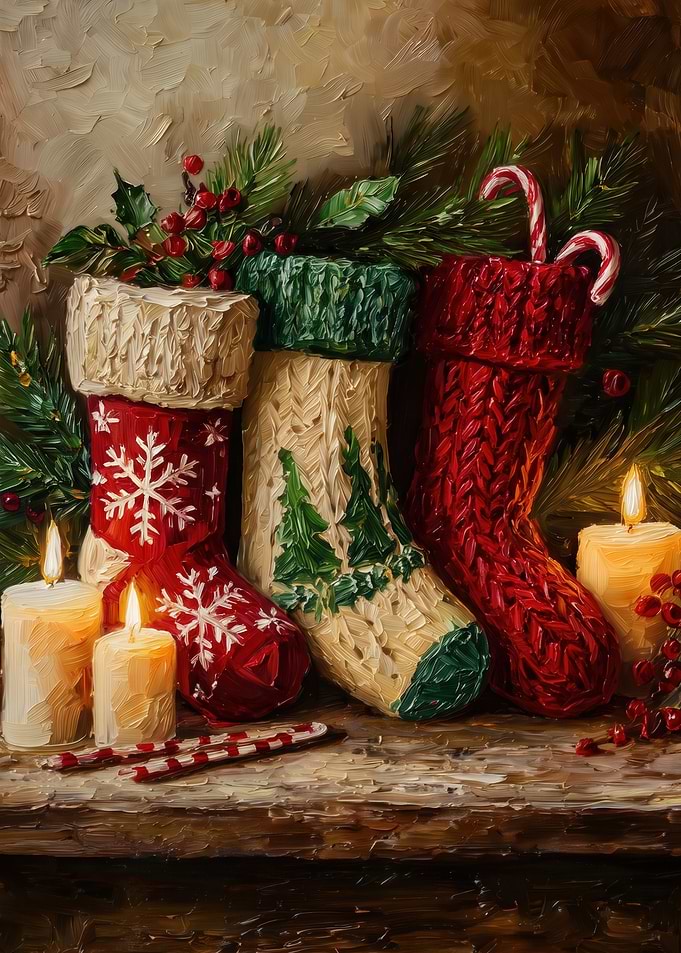 Oil Painting of Christmas Stockings