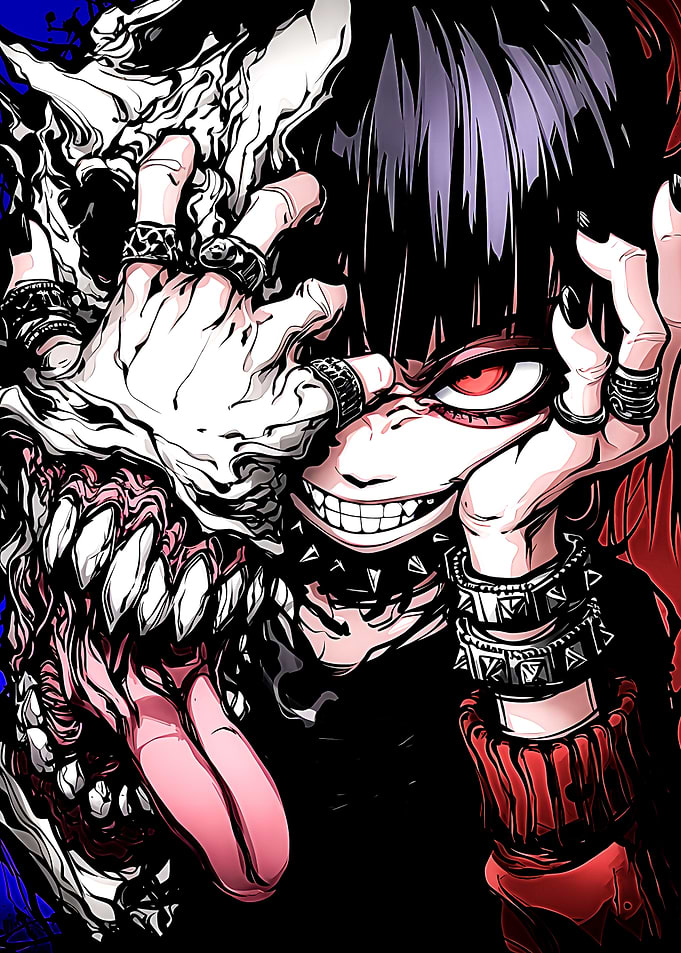 Dark Anime Character with Monster Transformation