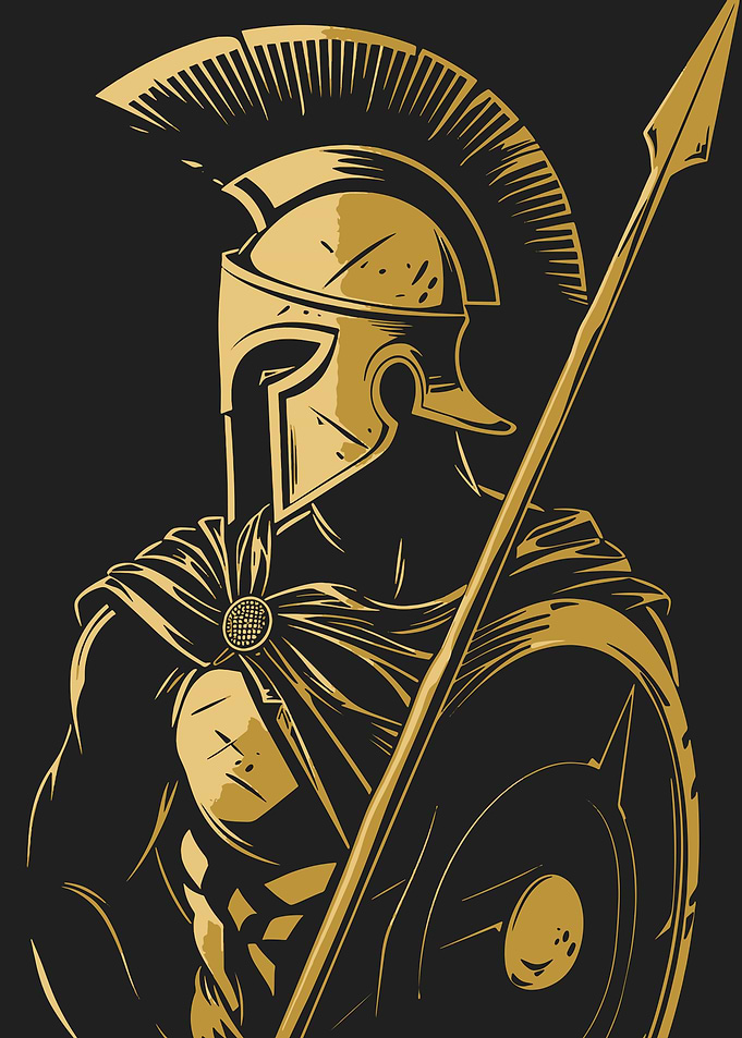 Golden Spartan Warrior Illustration