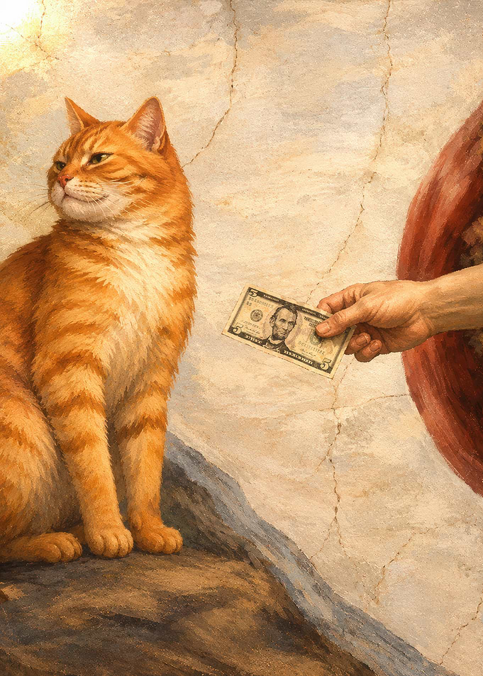 Cat Rejecting Money From Hand