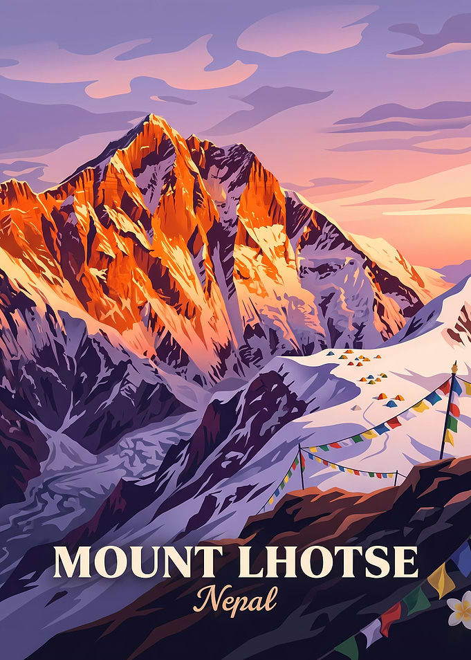 Mount Lhotse Nepal Travel Poster
